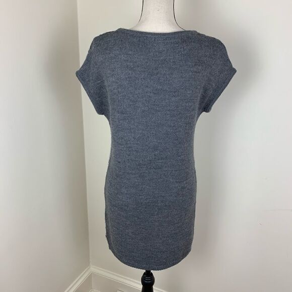 La Maglia Wool Knit Angora Blend Grey/White Tunic Sweater Dress - Picture 6 of 7